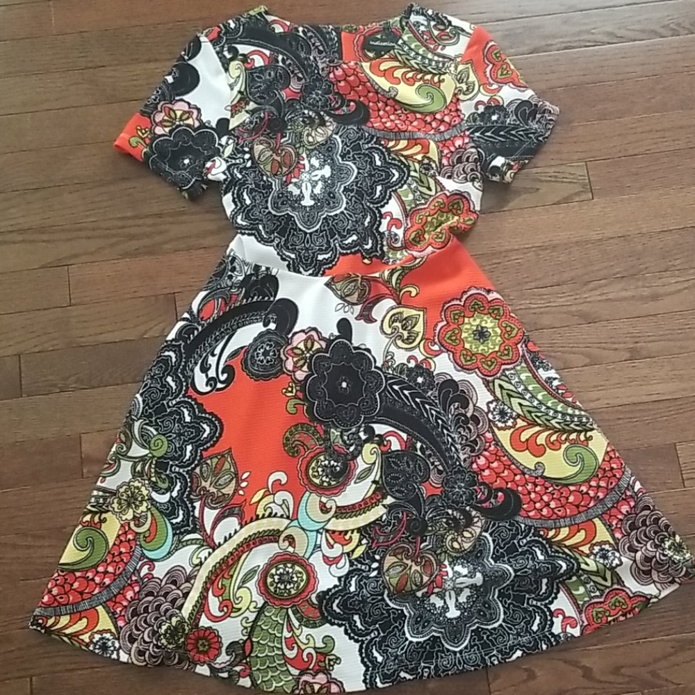 Colorful fit and flare dress